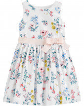 white Floral Sateen Dress