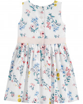white Floral Sateen Dress