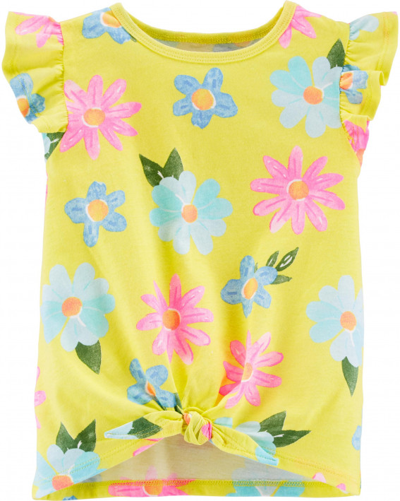 Floral Heart Tie-Front Jersey Tee