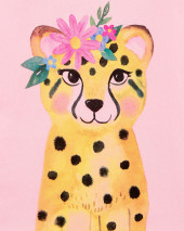 Floral Leopard Split Shoulder Jersey Tee
