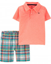 2  Dəst  Neon Klubu Polo və Plaid Qısa Sortik