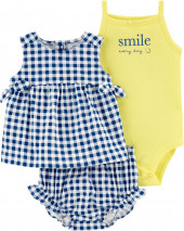 3 Parça Gingham Balaca Qısa Dəst