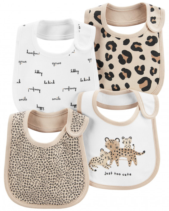 4-Pack Animal Teething Bibs