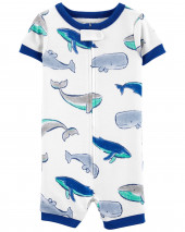 1-Piece Whale 100% Snug Fit Cotton Romper PJs