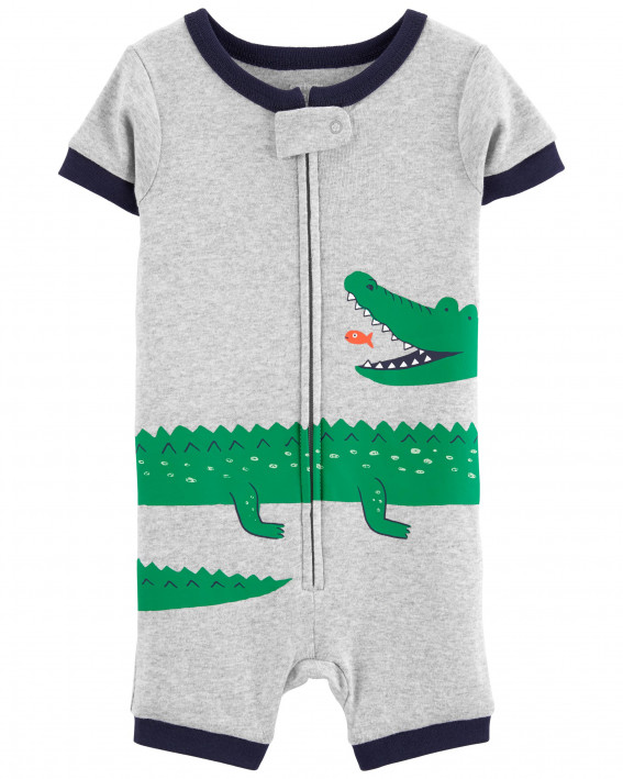 -Piece Alligator 100% Snug Fit Cotton Romper PJs