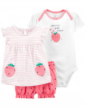 3-Piece Strawberry Little Short Set