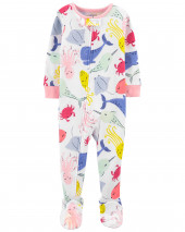 1-Piece Whales 100% Snug Fit Cotton Footie PJs