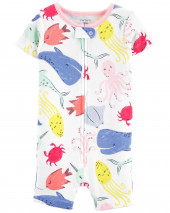 1-Piece Whale 100% Snug Fit Cotton Romper PJs