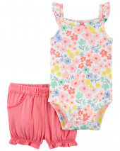 2-Piece Floral Bodysuit & Short Set