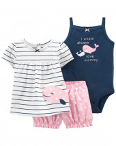 3-Piece Whale Little Short Set