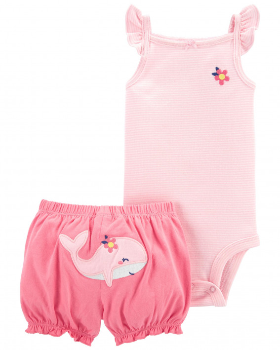 2-Piece Flutter Bodysuit & Short Set