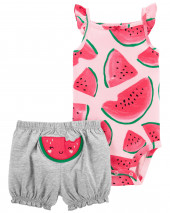 2-Piece Watermelon Bodysuit & Short Set
