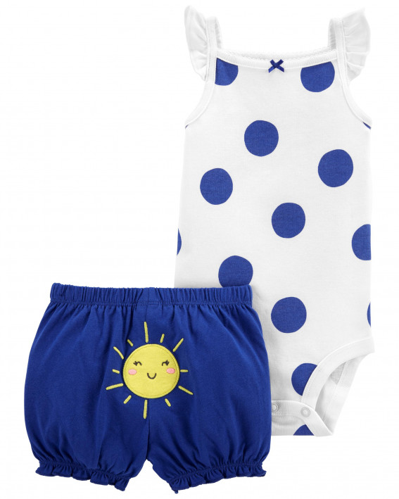 2-Piece Polka Dot Bodysuit & Short Set
