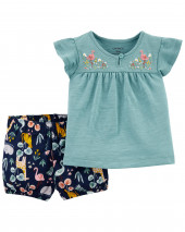2-Piece Slub Jersey Top & Short Set