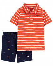2-Piece Jersey Polo & Short Set