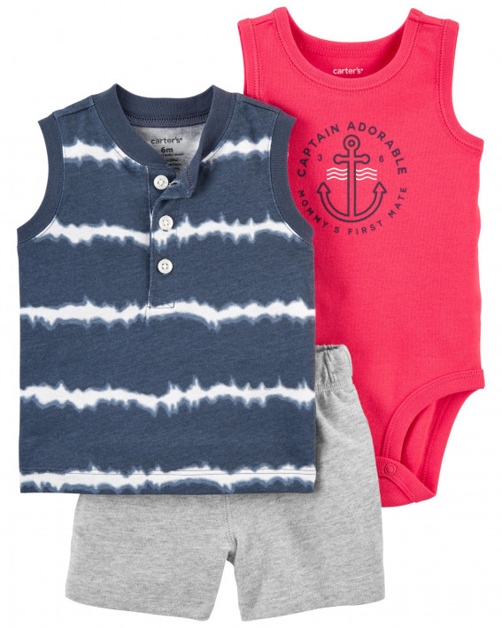 3-Piece Tie-Dye Little Short Set