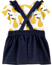 2-Piece Pear Bodysuit & Knit Denim Skirtall Set