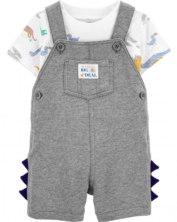 2-Piece Dinosaur Tee & Shortalls Set