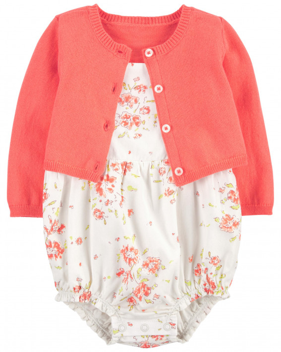2-Piece Cardigan & Romper Set