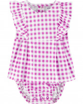 Ruffle Gingham Jersey Sunsuit
