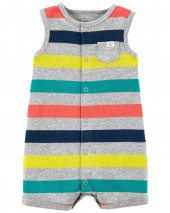 Striped Snap-Up Romper