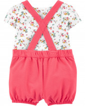 2-Piece Floral Tee & Shortalls Set