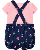 2-Piece Tee & Floral Shortalls Set