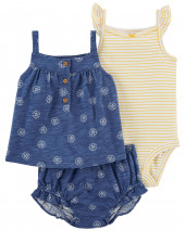 3-Piece Floral Little Short Set