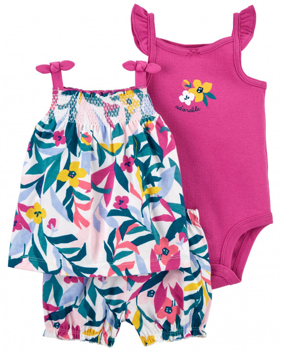 3-Piece Floral Little Short Set