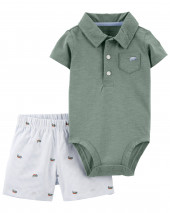 2-Piece Polo Bodysuit & Short Set