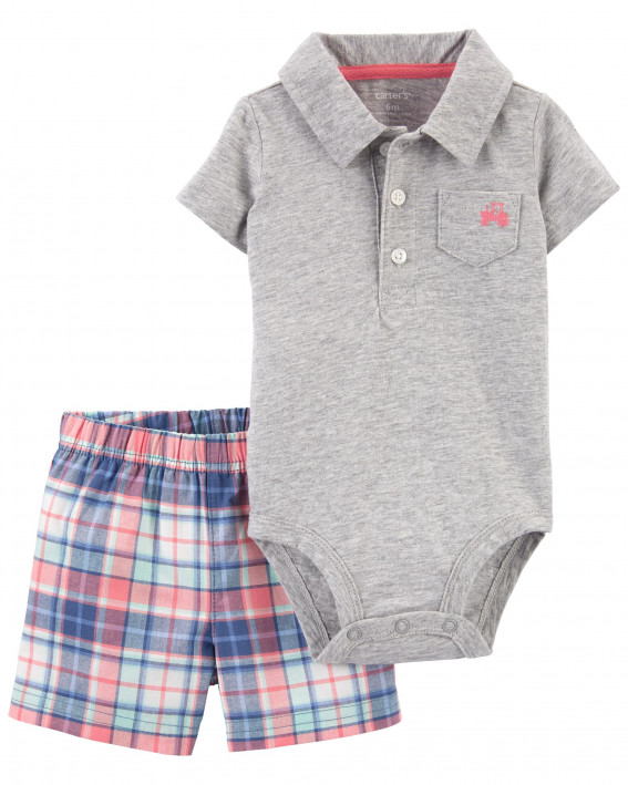 2-Piece Polo Bodysuit & Short Set