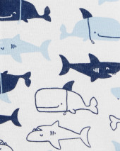 Sharks Snap-Up Cotton Romper