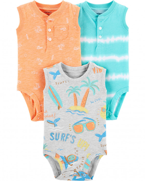3-Pack Beach Tank Bodysuits