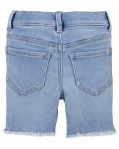 Eyelet Trim Stretch Denim Shorts