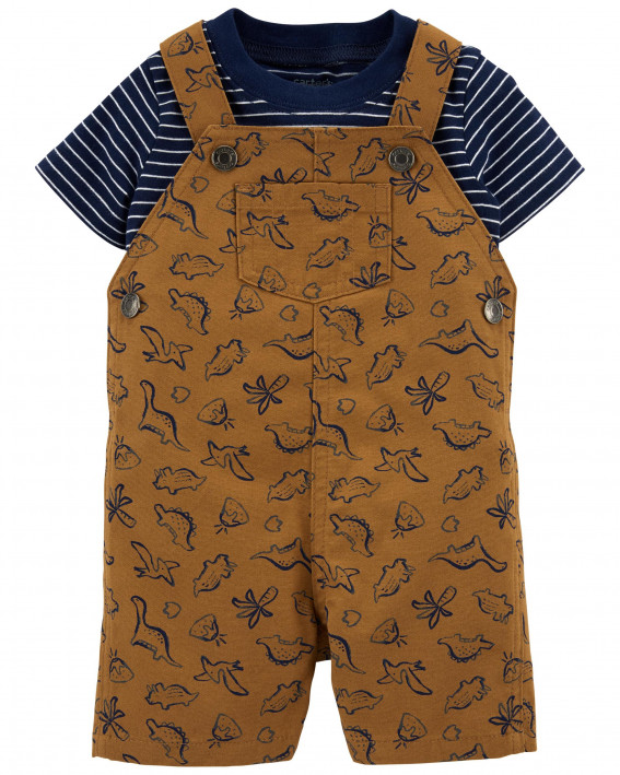 2-Piece Dinosaur Tee & Shortalls Set