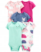 5 Paketli Qısa Kollu Bodysuits Комплект из 5 боди с короткими рукавами