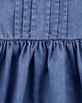 Qara delikli bəzəkli Pileli Denim Don  Джинсовое платье со складками и зубчатыми проушинами