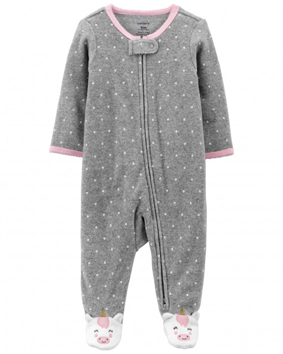 Polka Dot Terry Zip-Up Sleep & Play