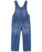 Denim Tie-Belt Overalls