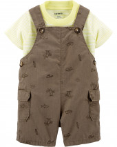 2-Piece Striped Tee & Shortalls Set
