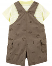 2-Piece Striped Tee & Shortalls Set