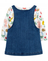 3 Parçalı Tee və Denim Jumper Set  Комплект из 3 футболок и джинсового джемпера