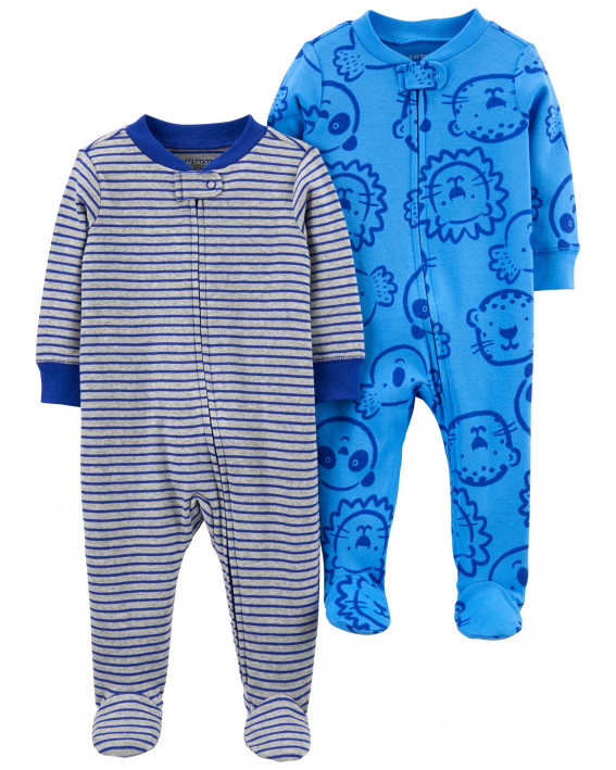 2-Pack Zip-Up Cotton Sleep & Plays 2 пары на молнии из хлопка для сна и игр