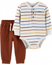 2-Piece Striped Bodysuit Pant Set