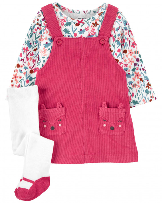 3-Piece Floral Tee & Jumper Set