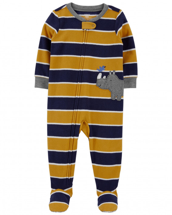 Цельнокроеные пижамы из флиса Footie Rhino 1 Parça Kərgədan Fleece Footie PJs