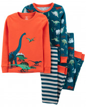 4-Piece Dinosaur 100% Snug Fit Cotton PJs