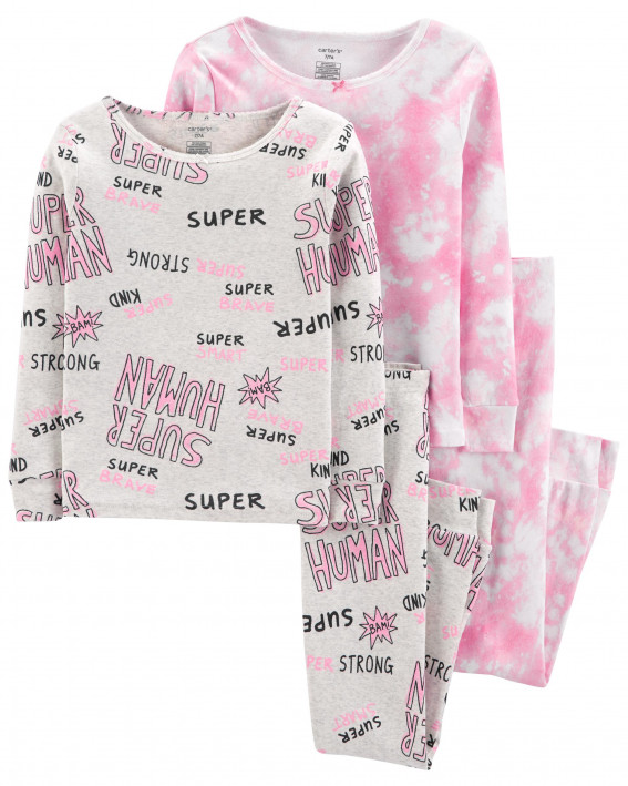 4-Piece Tie-Dye 100% Snug Fit Cotton PJs