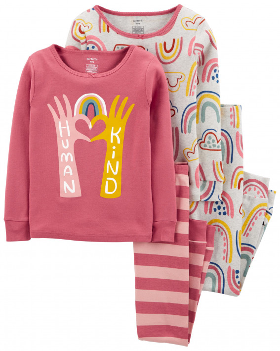 4-Piece Rainbows 100% Snug Fit Cotton PJs