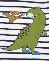 2-Piece Dinosaur Loose Fit Cotton & Fleece PJs